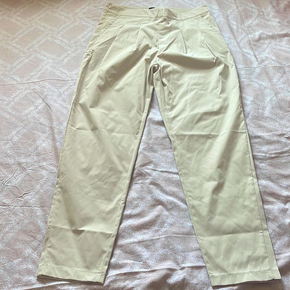 Asymmetrical waist fold pleated pants